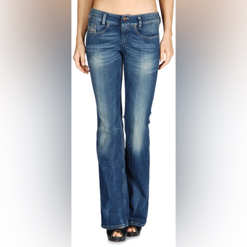 Diesel Louvely Womens Distressed Bootcut Flare Denim Jeans Y2K